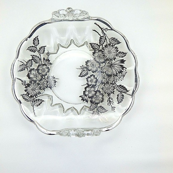 Silver City Overlay Glass Springtime Rolled Edge Candy Dish - Picture 1 of 11